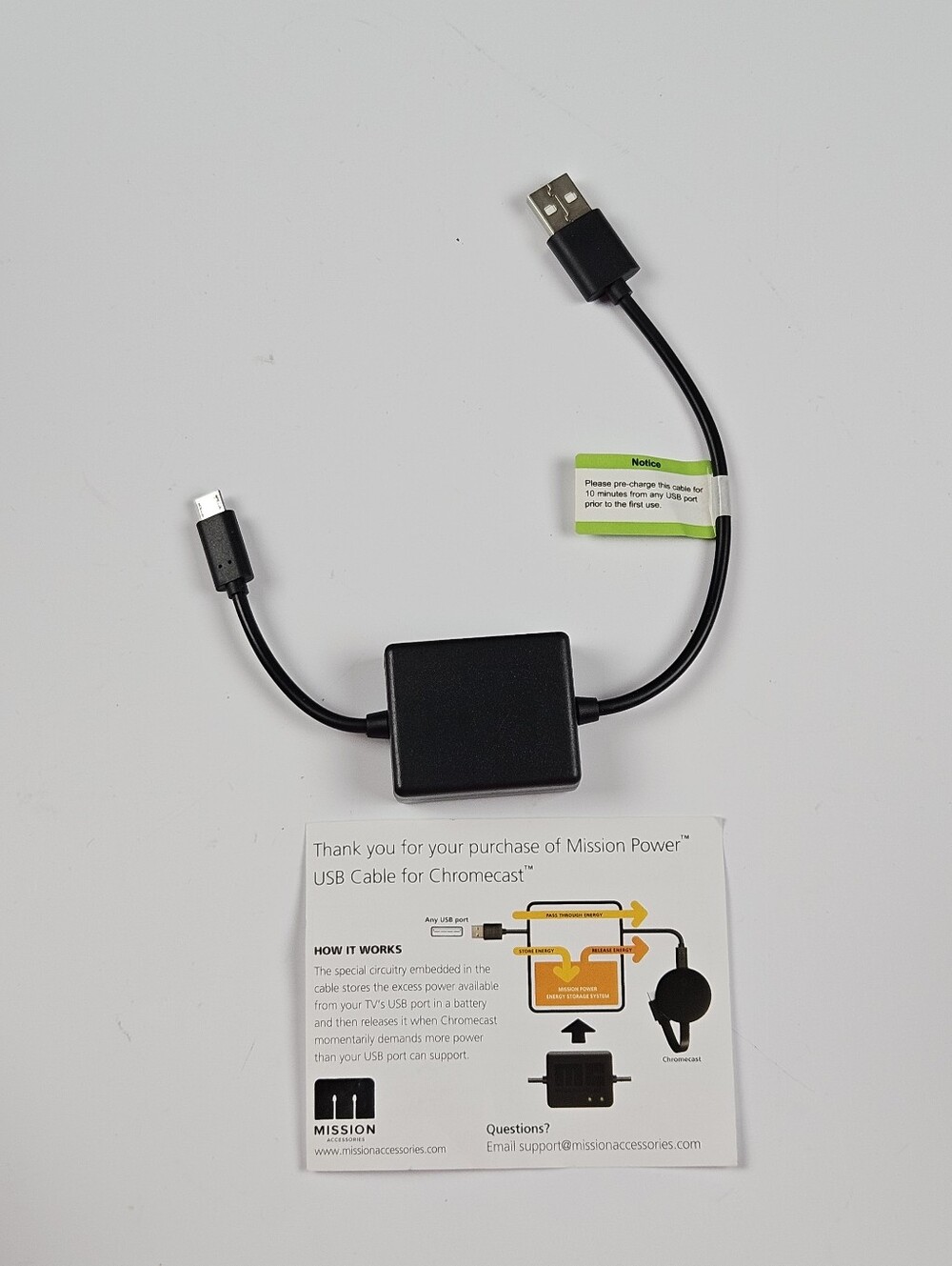 Mission Cables Power USB Cable for Google Chromecast